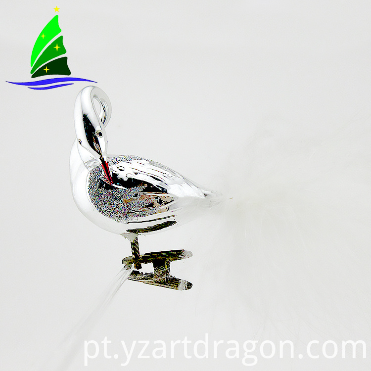 Ornamentos de pássaro Clip-on de vidro prateado Silvery Glass Clip-on Bird Ornaments